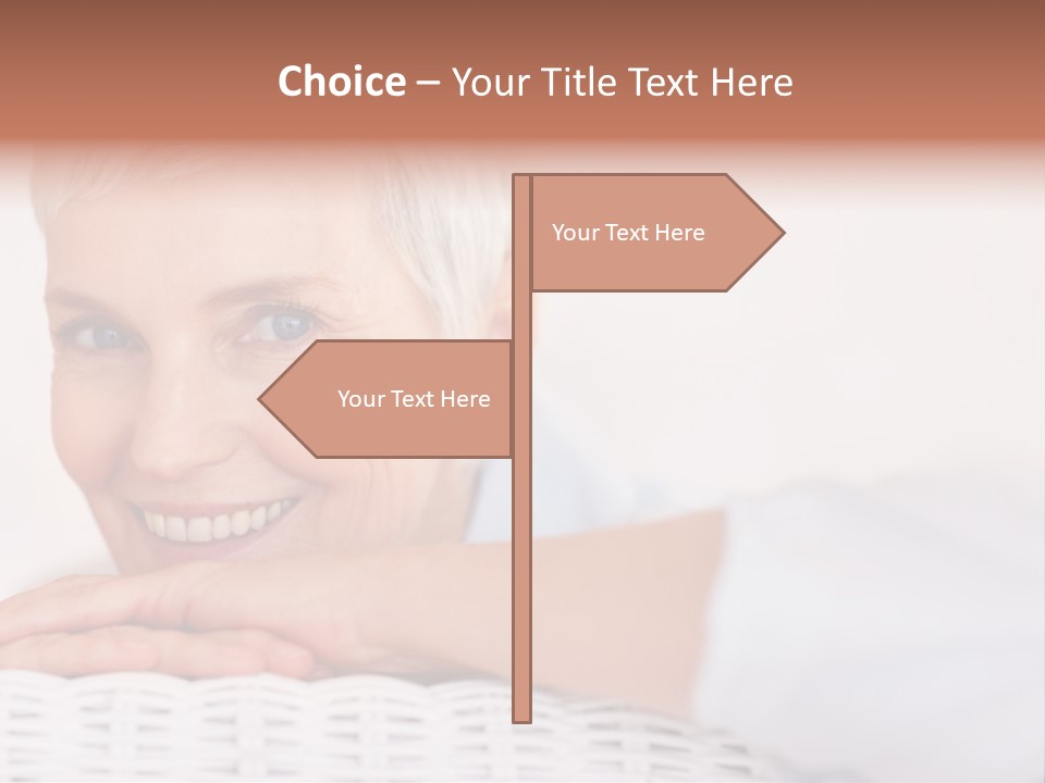 An Elderly Woman Smiling With Her Arms On Her Chest PowerPoint Template