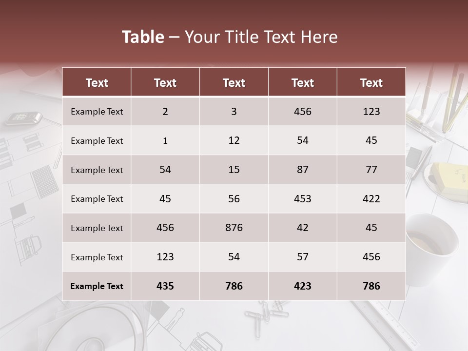A House On Top Of A Blueprint With Pencils And A Cup Of Coffee PowerPoint Template