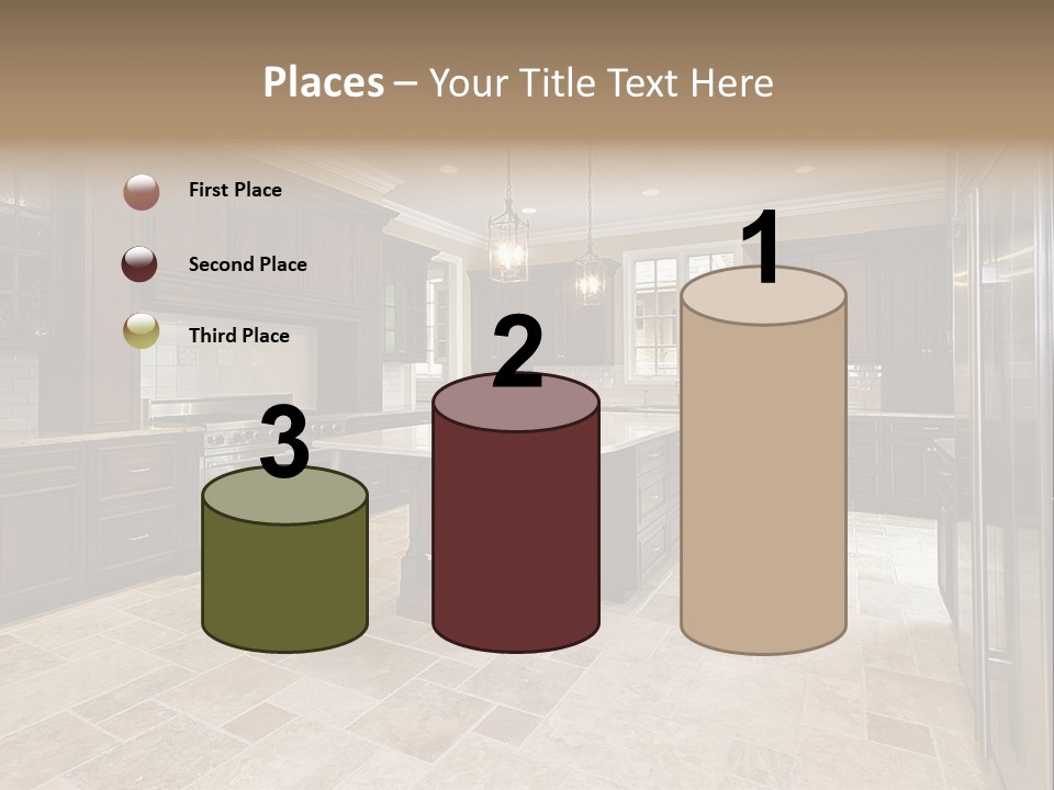 Wood Cabinet Kitchen In Luxury Home PowerPoint Template