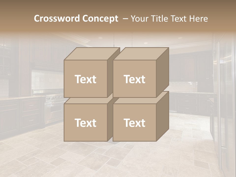 Wood Cabinet Kitchen In Luxury Home PowerPoint Template