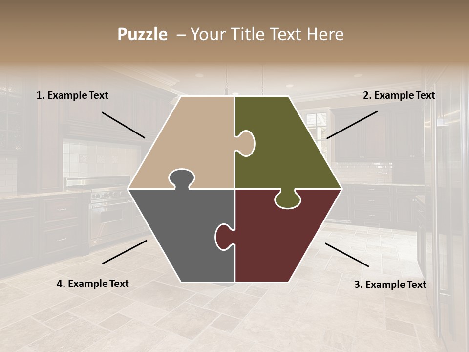 Wood Cabinet Kitchen In Luxury Home PowerPoint Template