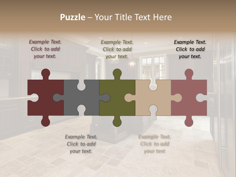 Wood Cabinet Kitchen In Luxury Home PowerPoint Template