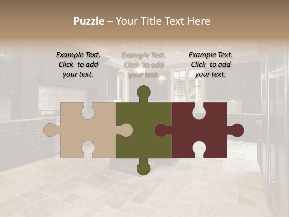 Wood Cabinet Kitchen In Luxury Home PowerPoint Template