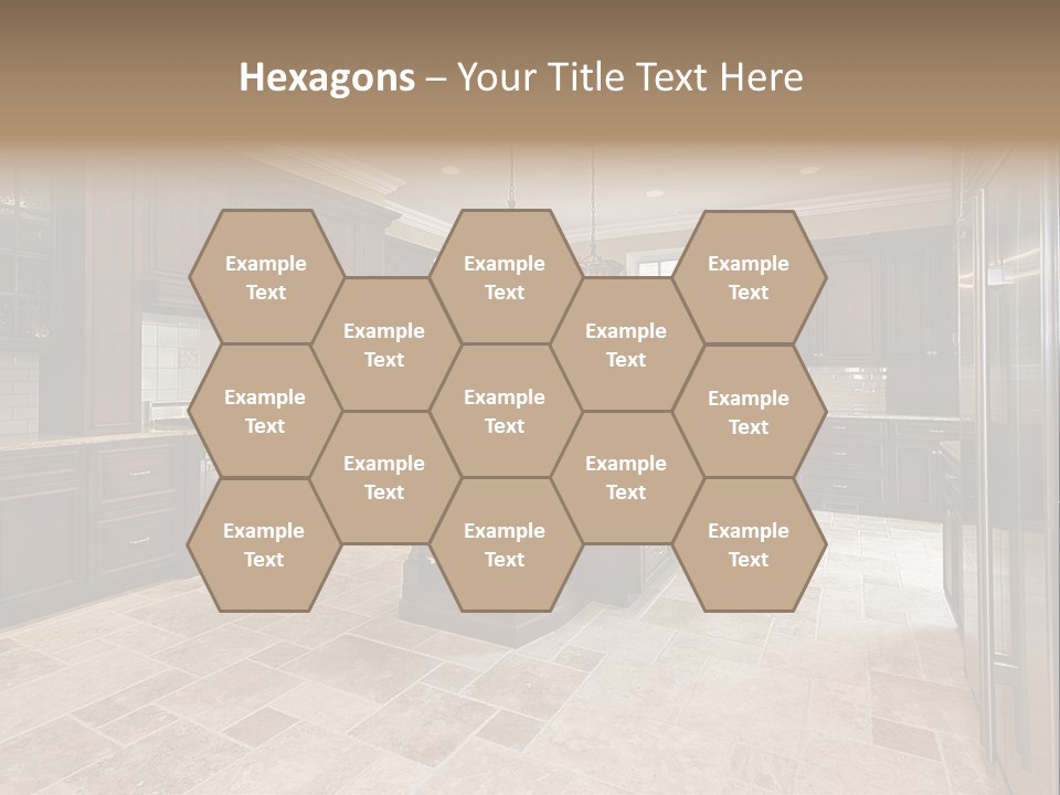 Wood Cabinet Kitchen In Luxury Home PowerPoint Template