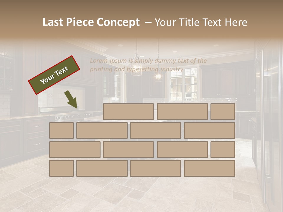 Wood Cabinet Kitchen In Luxury Home PowerPoint Template