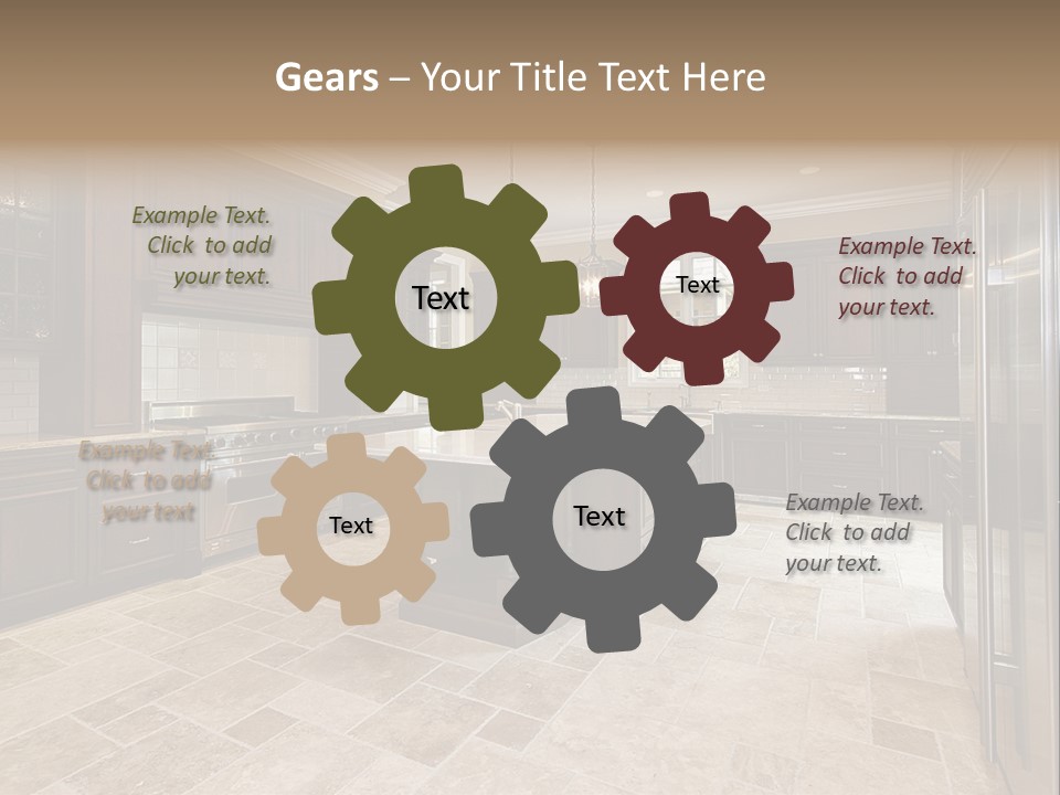 Wood Cabinet Kitchen In Luxury Home PowerPoint Template