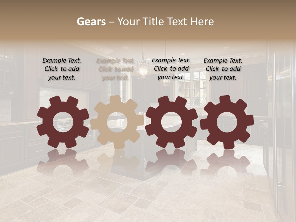 Wood Cabinet Kitchen In Luxury Home PowerPoint Template