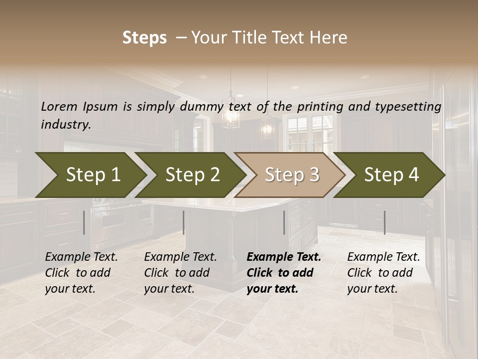 Wood Cabinet Kitchen In Luxury Home PowerPoint Template
