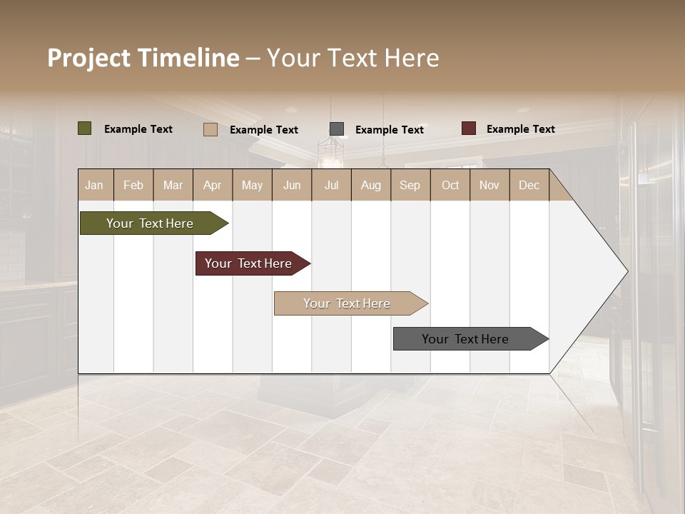 Wood Cabinet Kitchen In Luxury Home PowerPoint Template