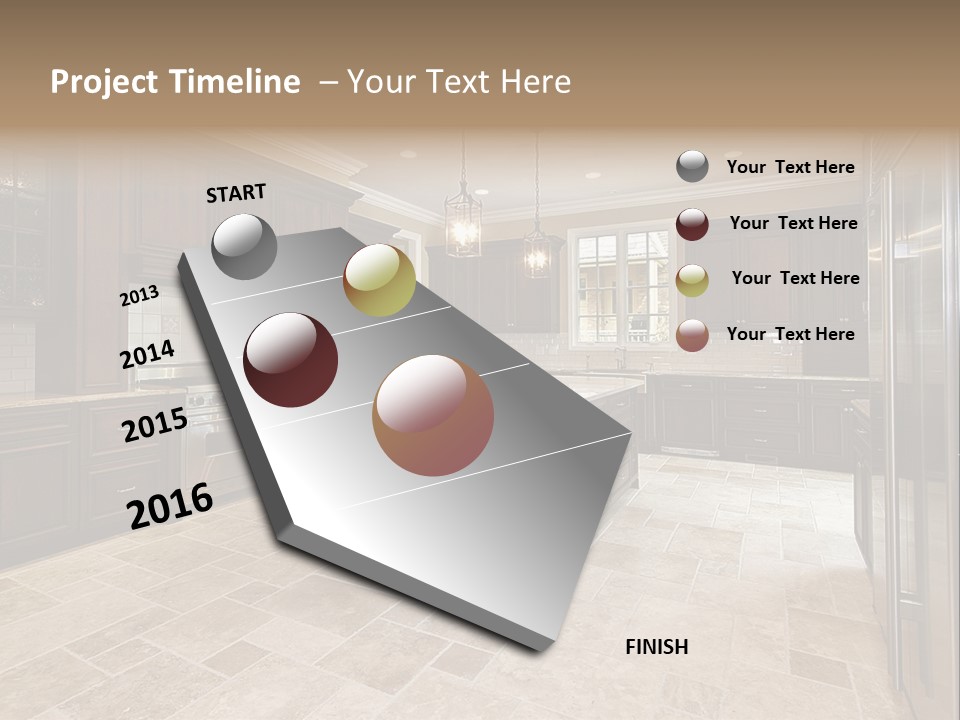 Wood Cabinet Kitchen In Luxury Home PowerPoint Template