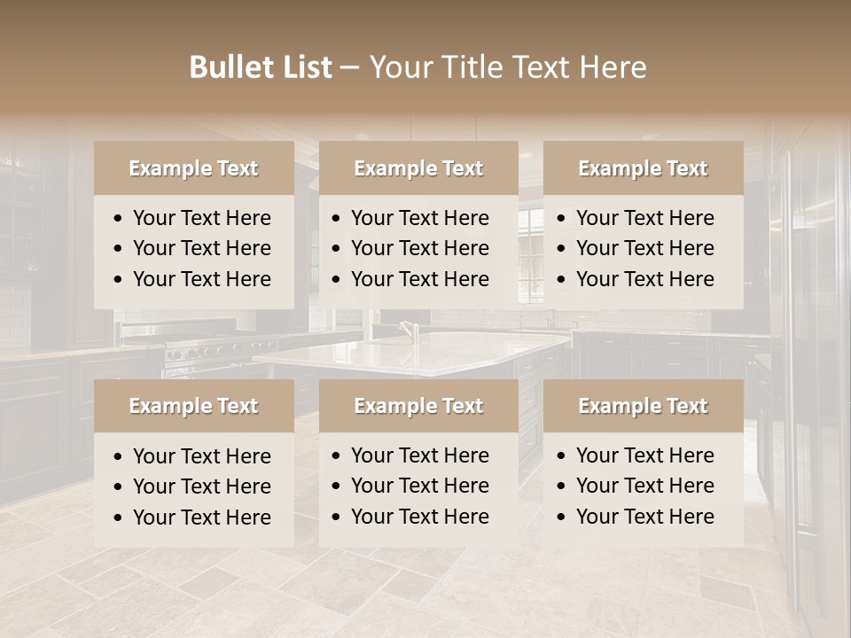 Wood Cabinet Kitchen In Luxury Home PowerPoint Template