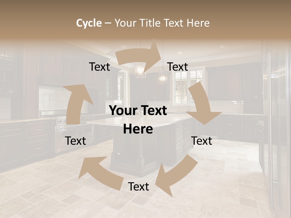 Wood Cabinet Kitchen In Luxury Home PowerPoint Template