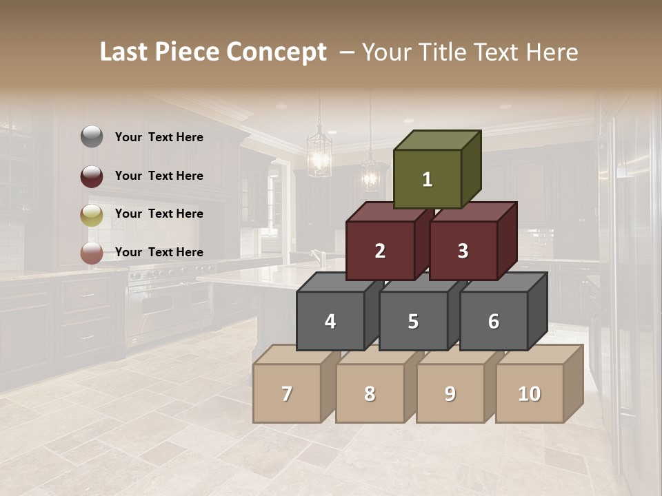 Wood Cabinet Kitchen In Luxury Home PowerPoint Template