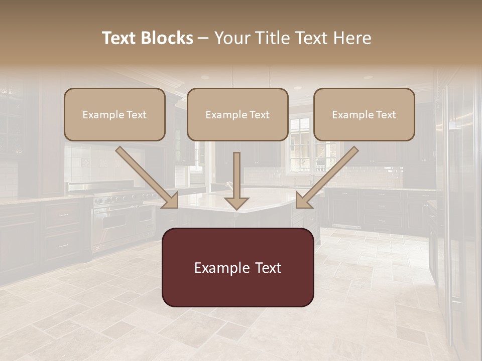 Wood Cabinet Kitchen In Luxury Home PowerPoint Template