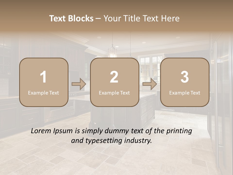 Wood Cabinet Kitchen In Luxury Home PowerPoint Template