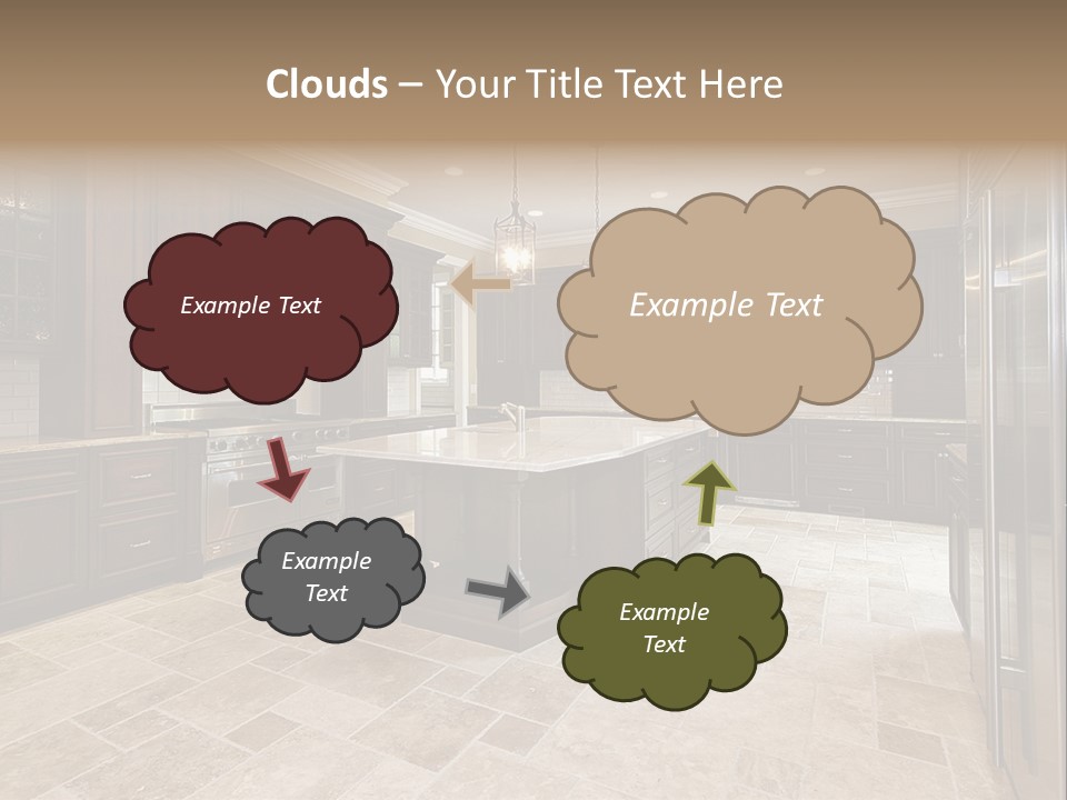 Wood Cabinet Kitchen In Luxury Home PowerPoint Template