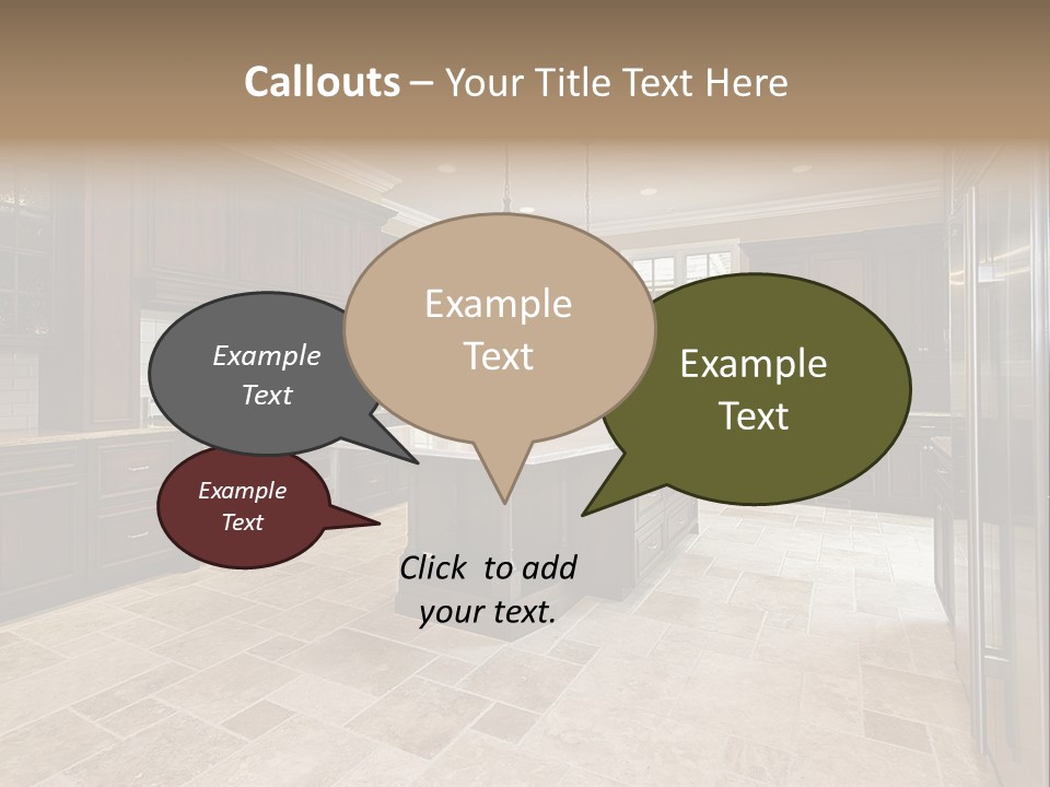 Wood Cabinet Kitchen In Luxury Home PowerPoint Template