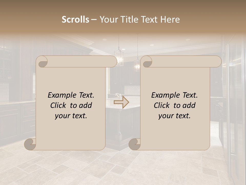 Wood Cabinet Kitchen In Luxury Home PowerPoint Template