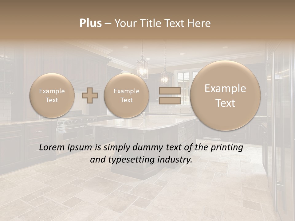 Wood Cabinet Kitchen In Luxury Home PowerPoint Template