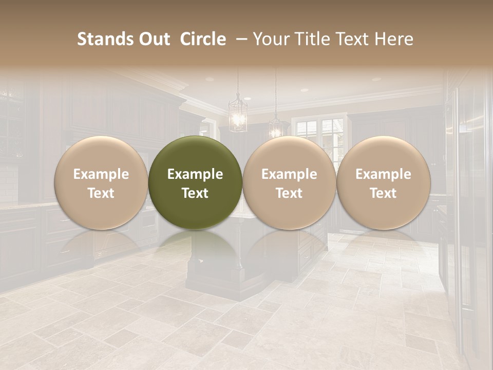 Wood Cabinet Kitchen In Luxury Home PowerPoint Template