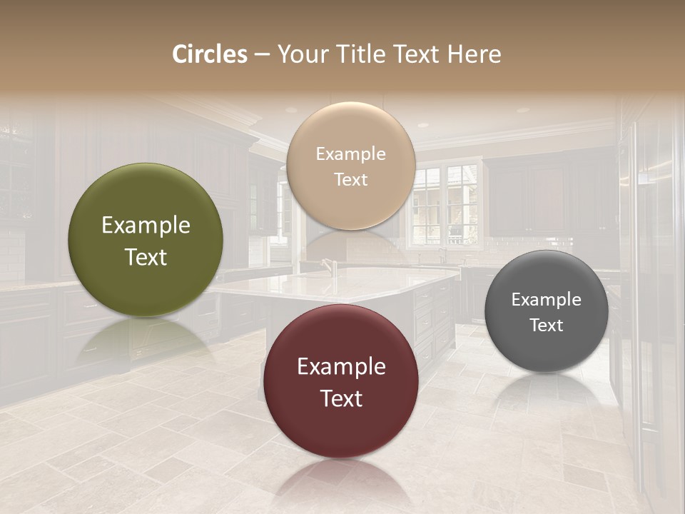 Wood Cabinet Kitchen In Luxury Home PowerPoint Template