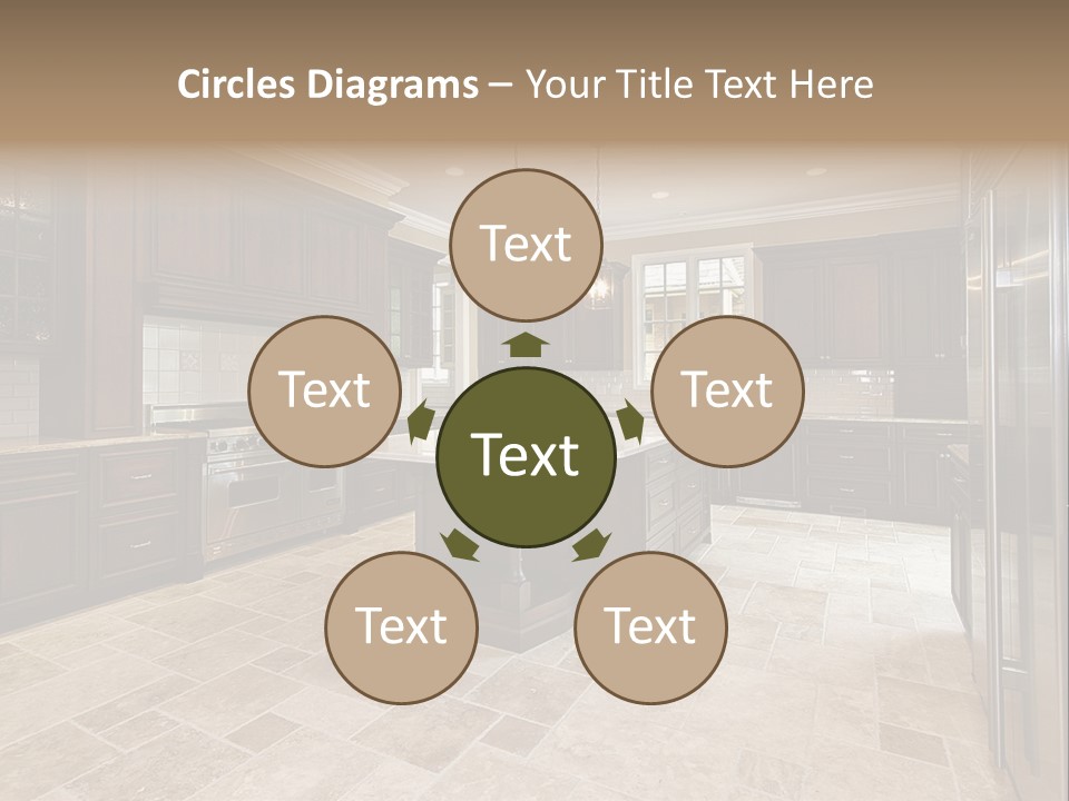 Wood Cabinet Kitchen In Luxury Home PowerPoint Template