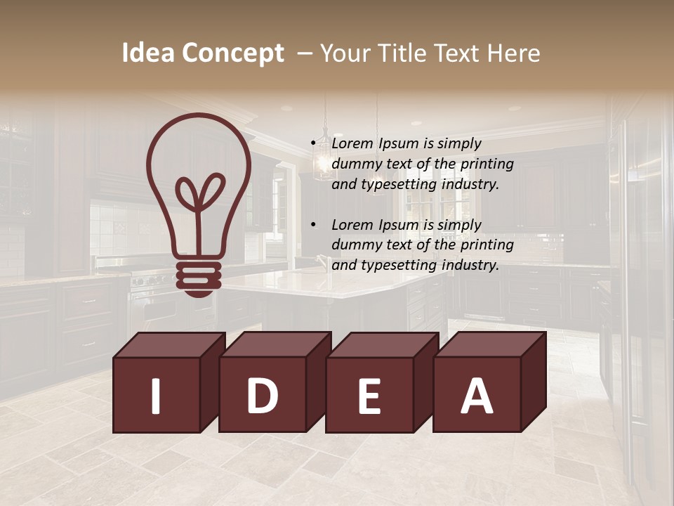 Wood Cabinet Kitchen In Luxury Home PowerPoint Template