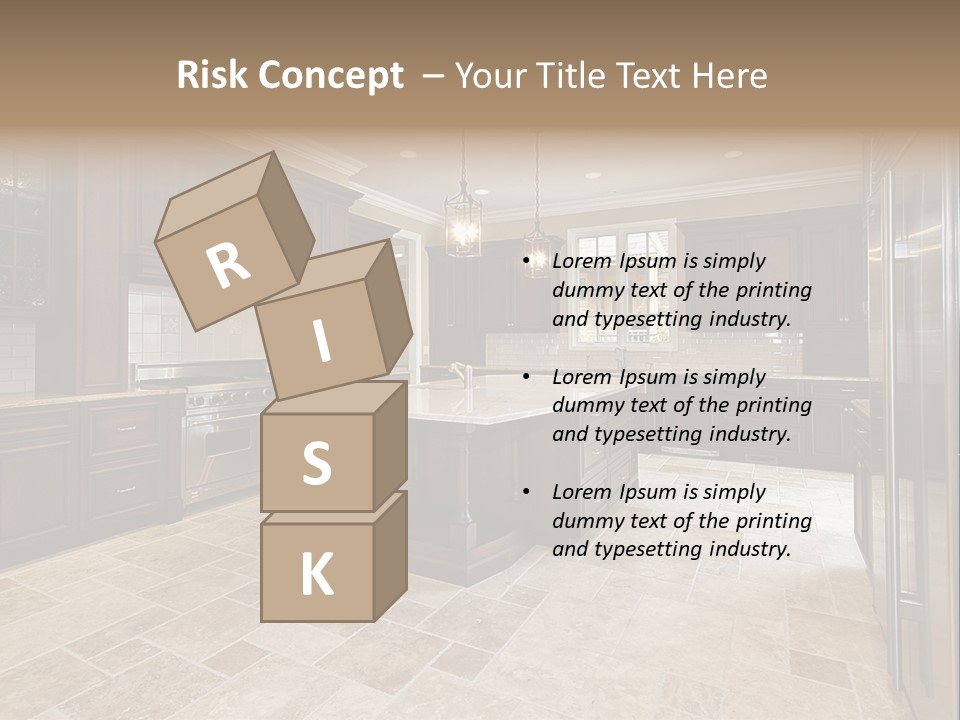 Wood Cabinet Kitchen In Luxury Home PowerPoint Template