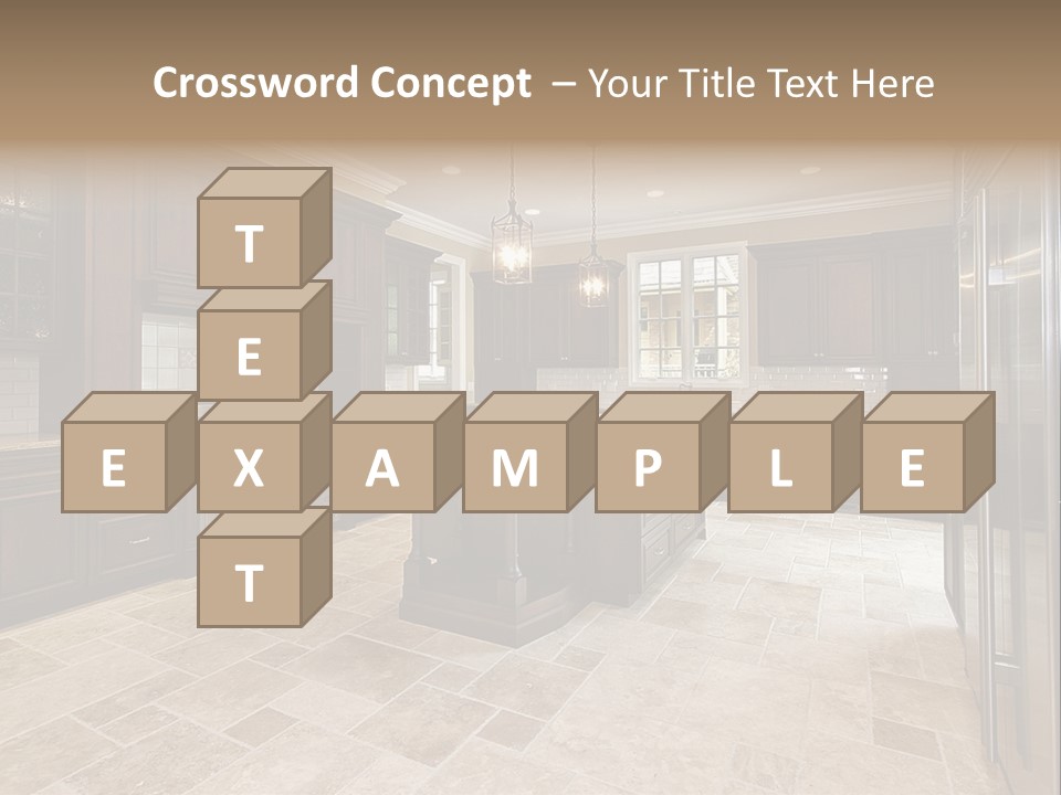 Wood Cabinet Kitchen In Luxury Home PowerPoint Template