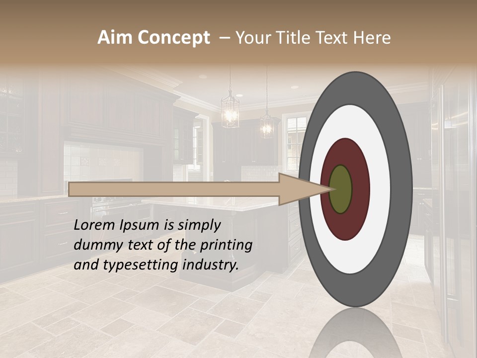 Wood Cabinet Kitchen In Luxury Home PowerPoint Template