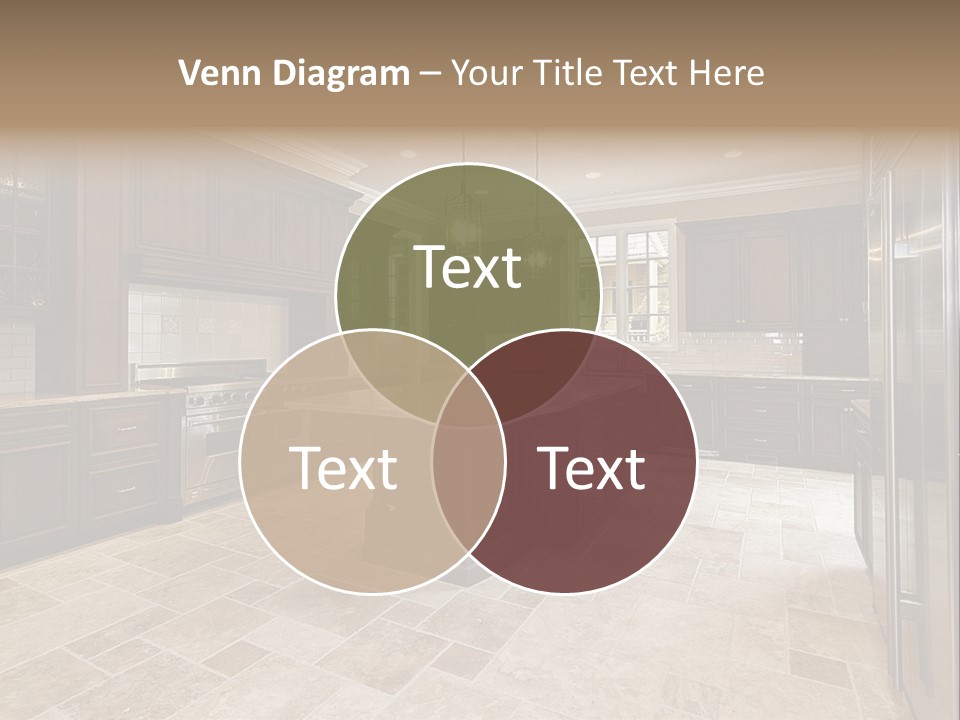 Wood Cabinet Kitchen In Luxury Home PowerPoint Template