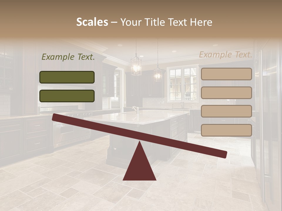 Wood Cabinet Kitchen In Luxury Home PowerPoint Template