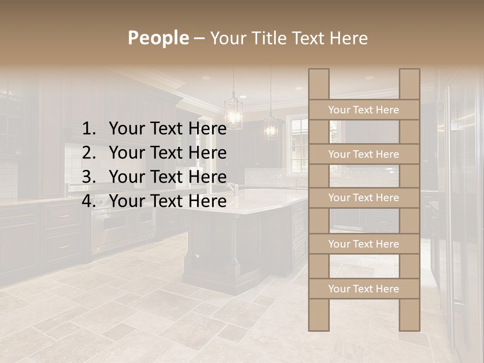 Wood Cabinet Kitchen In Luxury Home PowerPoint Template