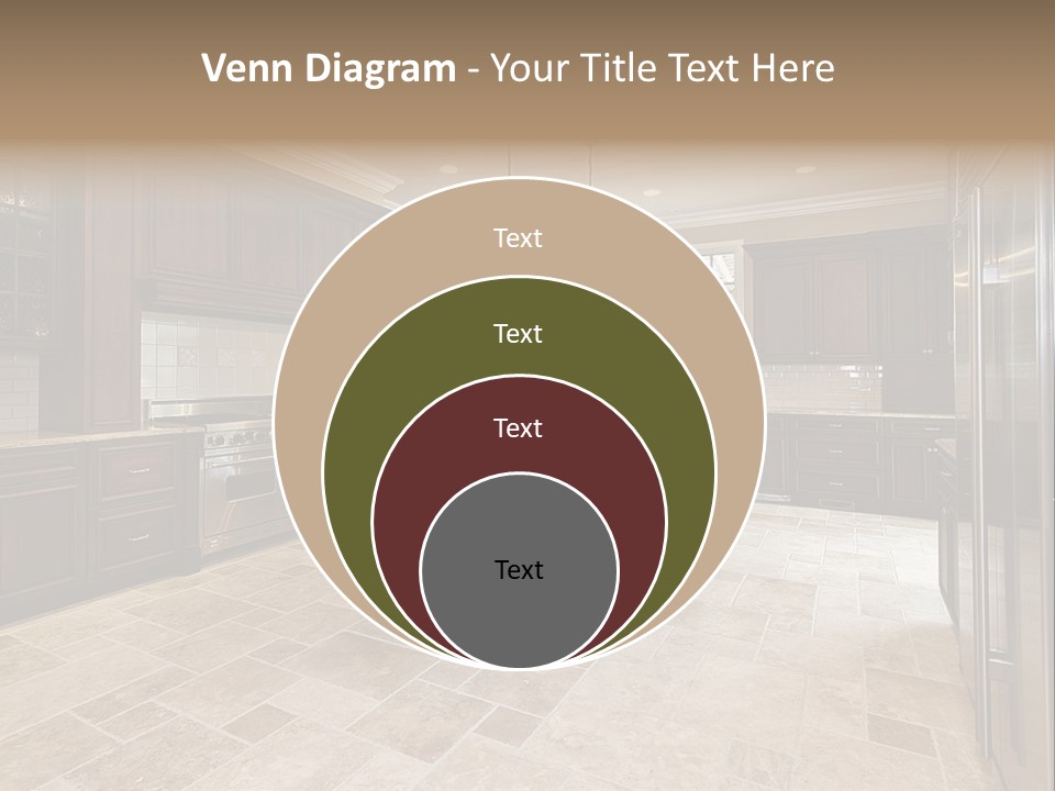 Wood Cabinet Kitchen In Luxury Home PowerPoint Template