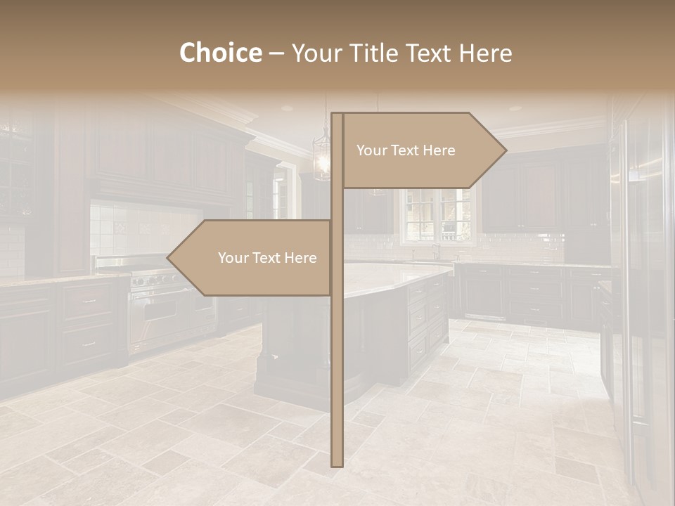 Wood Cabinet Kitchen In Luxury Home PowerPoint Template
