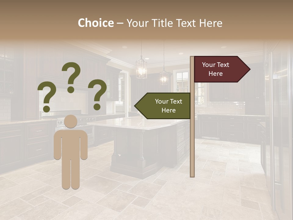 Wood Cabinet Kitchen In Luxury Home PowerPoint Template