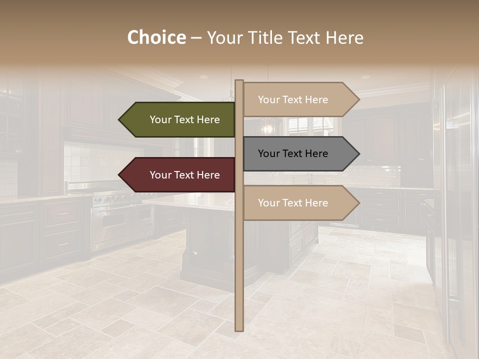 Wood Cabinet Kitchen In Luxury Home PowerPoint Template