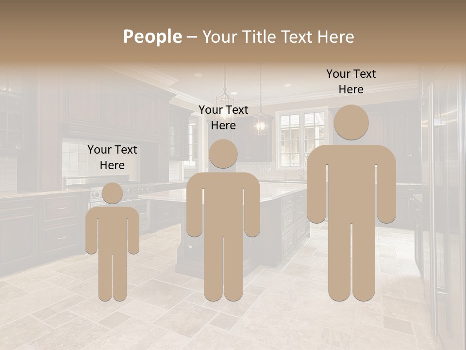 Wood Cabinet Kitchen In Luxury Home PowerPoint Template