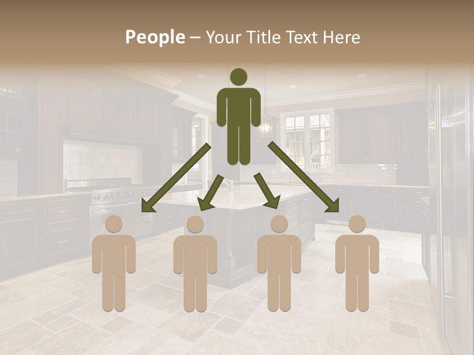 Wood Cabinet Kitchen In Luxury Home PowerPoint Template