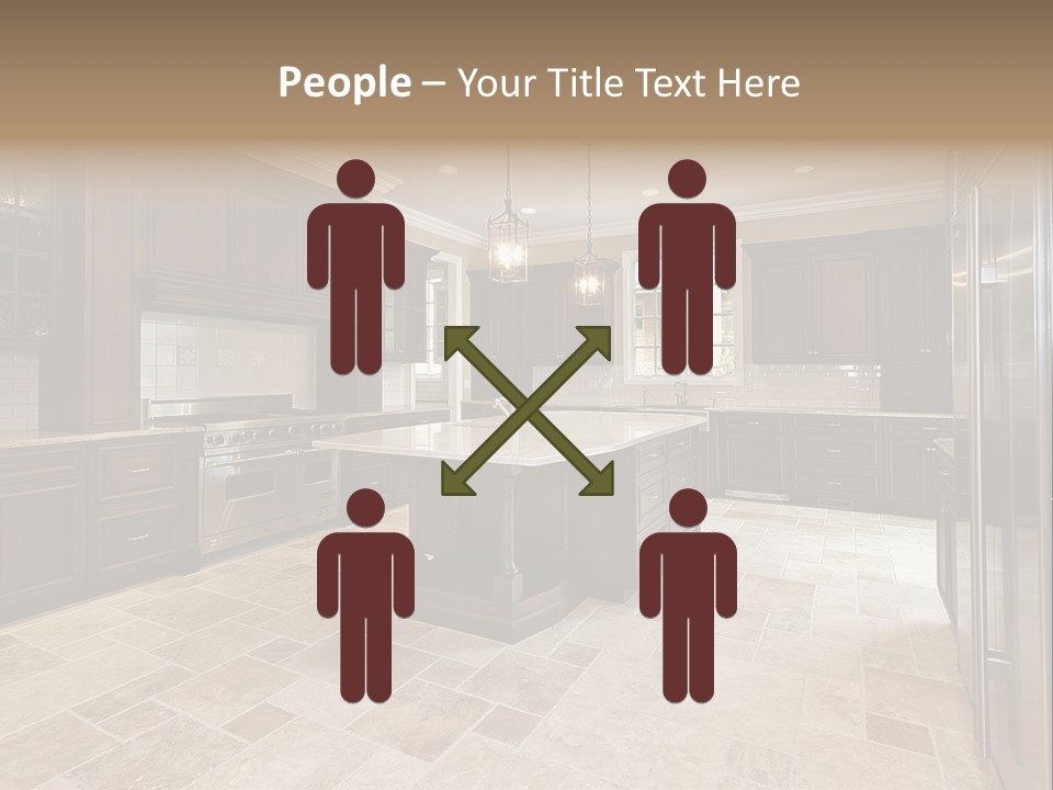 Wood Cabinet Kitchen In Luxury Home PowerPoint Template