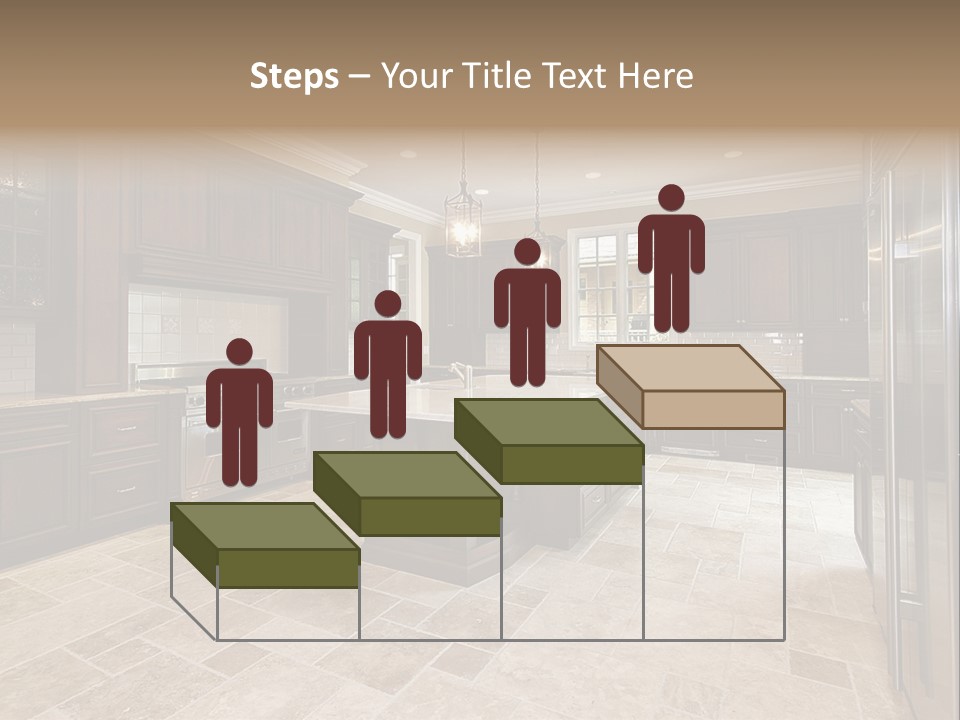 Wood Cabinet Kitchen In Luxury Home PowerPoint Template