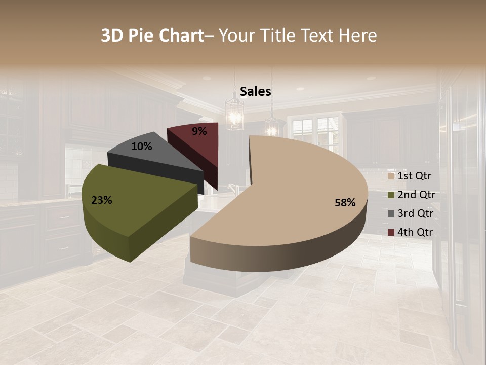 Wood Cabinet Kitchen In Luxury Home PowerPoint Template