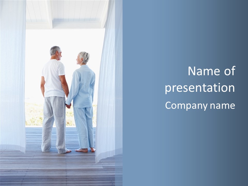 A Couple Of People Standing Next To Each Other PowerPoint Template
