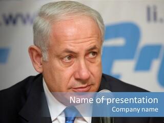 Jerusalem - January 27 : Prime Minister Of Israel Benjamin Netanyahu Speaks To Reporters At The Press Conference January 27, 2009 In Jerusalem, Israel. PowerPoint Template