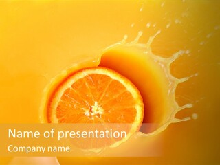 Slice Of Orange Fruit Falling In Juice PowerPoint Template