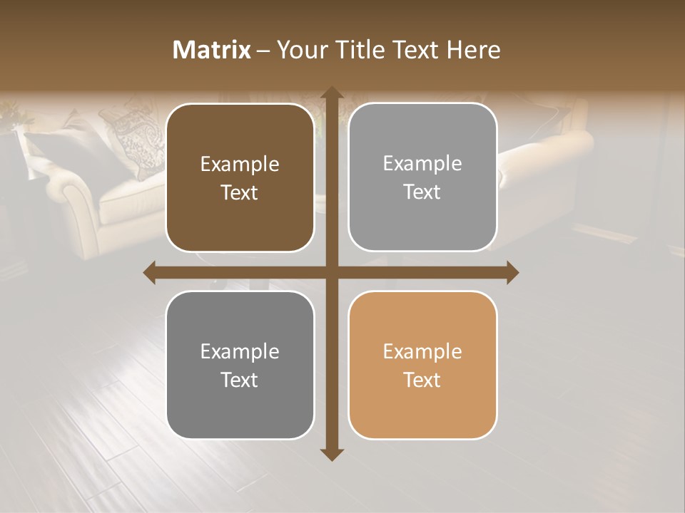 A Living Room With A White Couch And A Black Table PowerPoint Template