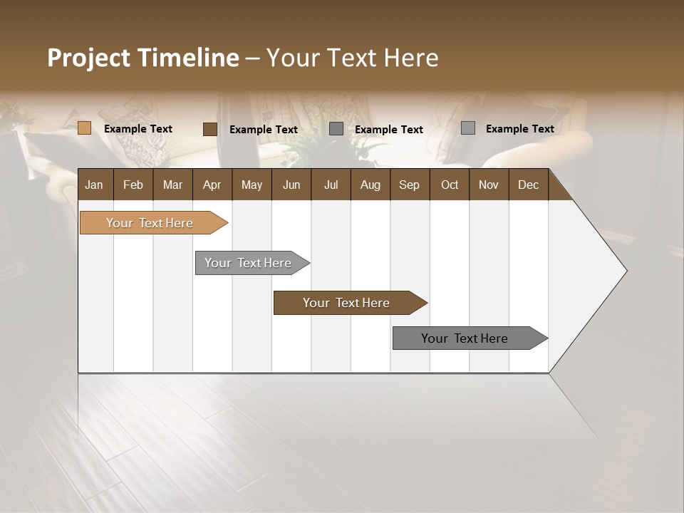 A Living Room With A White Couch And A Black Table PowerPoint Template