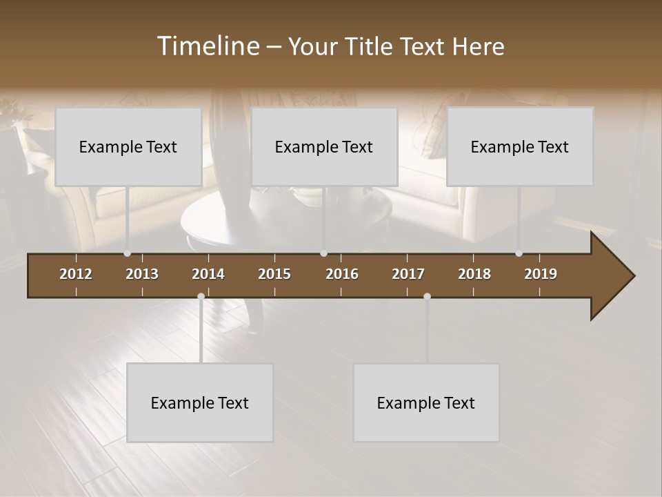 A Living Room With A White Couch And A Black Table PowerPoint Template