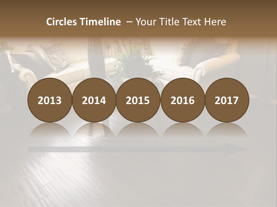 A Living Room With A White Couch And A Black Table PowerPoint Template