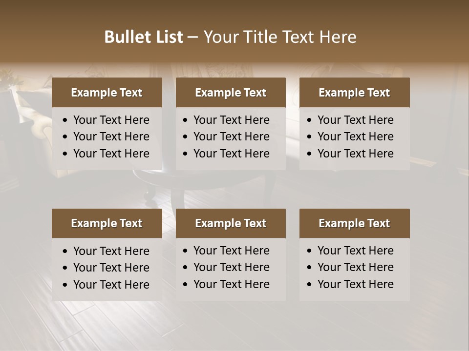 A Living Room With A White Couch And A Black Table PowerPoint Template